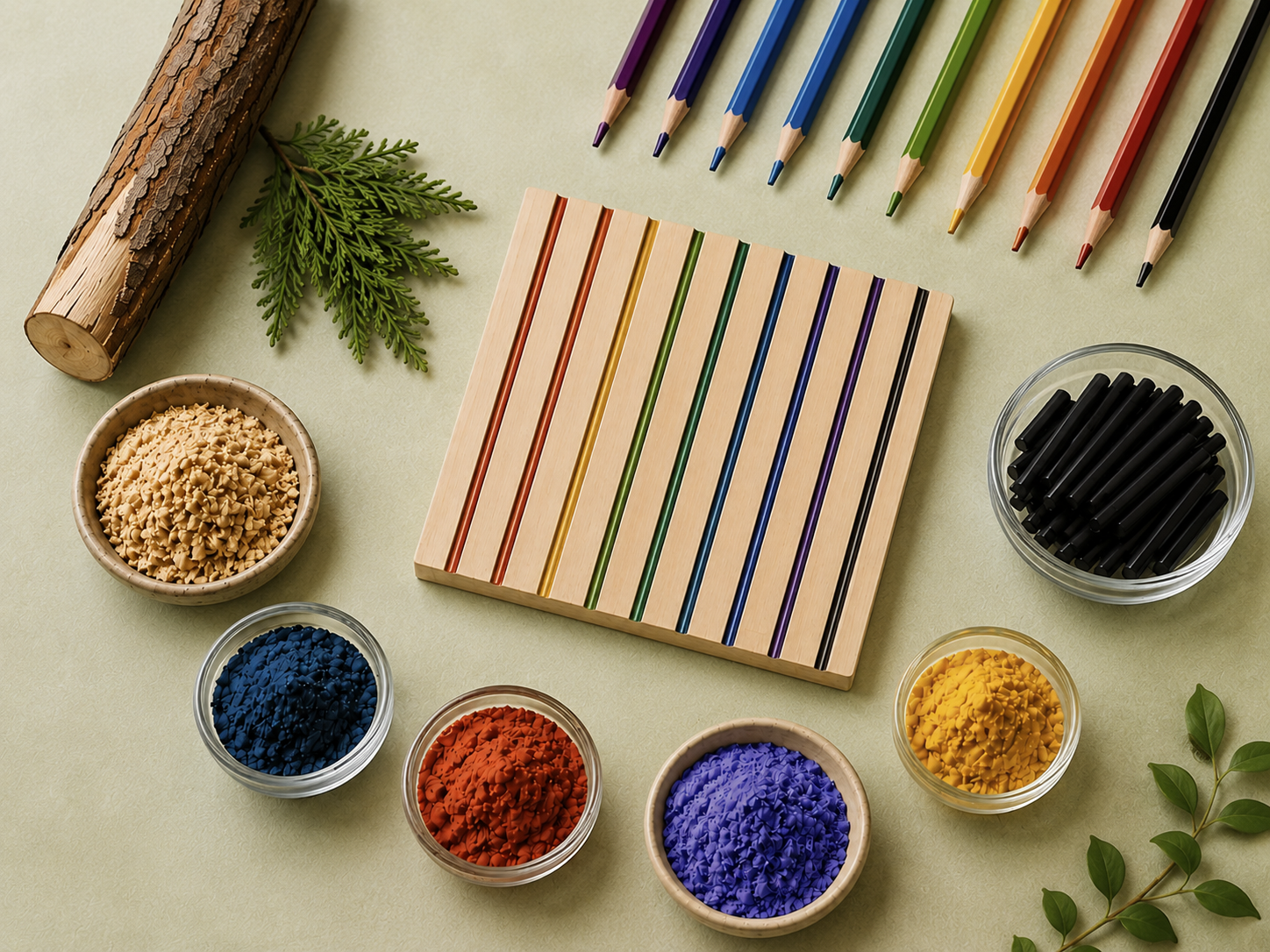 Pencil components and raw materials